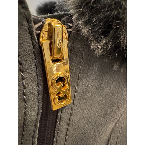 Cole Haan Gray Suede Ankle Booties Women’s Faux Fur Cuff Side Zip Winter Boots 9 - Picture 7 of 13